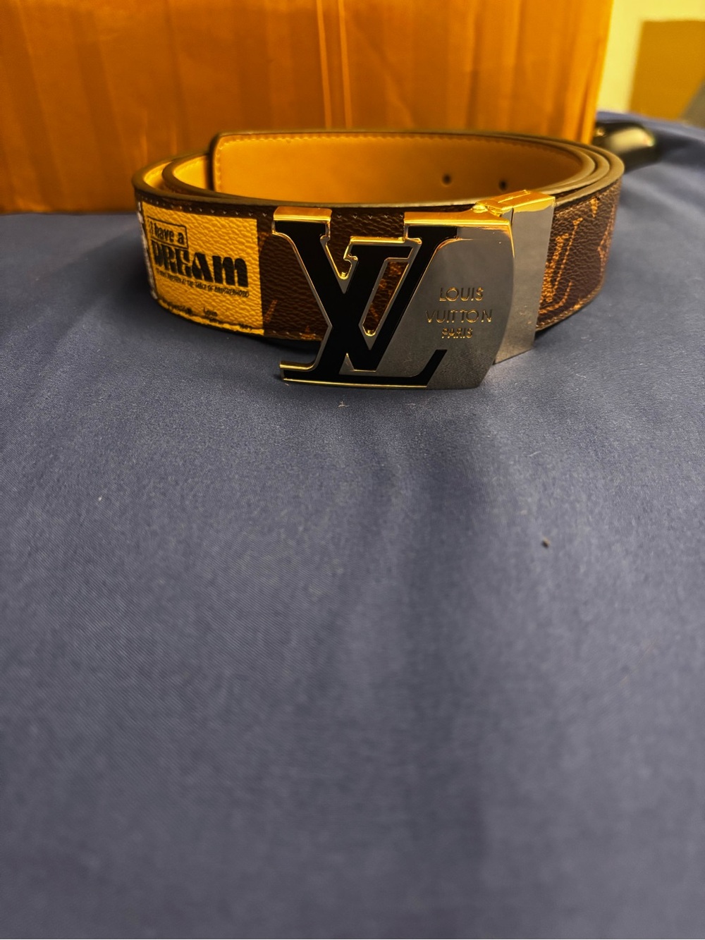 Brand New (I have a Dream ) Brown Monogram Belt with Yellow Patch and LV Buckle - Picture 2 of 7